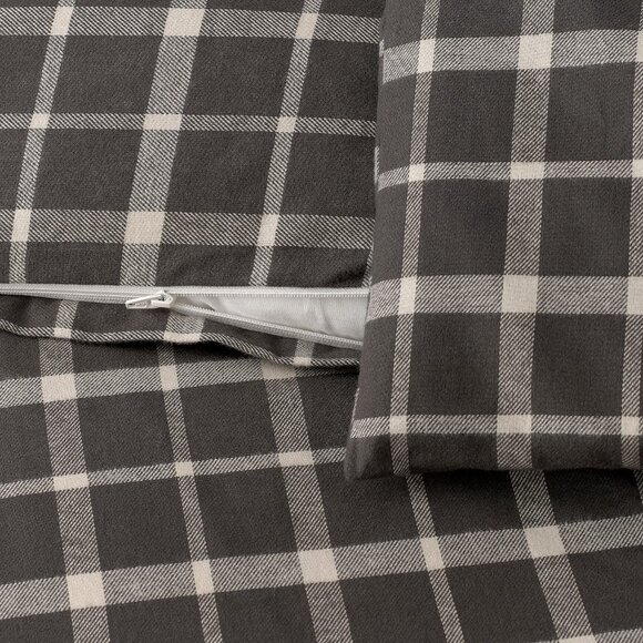 IKEA STRUTBRAKEN King Duvet Cover and Pillowcase(s) Cotton Gray Check - Picture 7 of 8